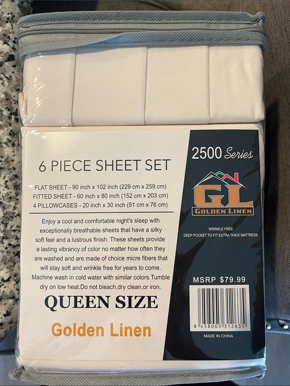 Queen 2500 Series Cream 6-Piece Sheet Set